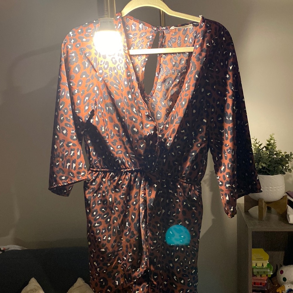 Maroon leopard romper